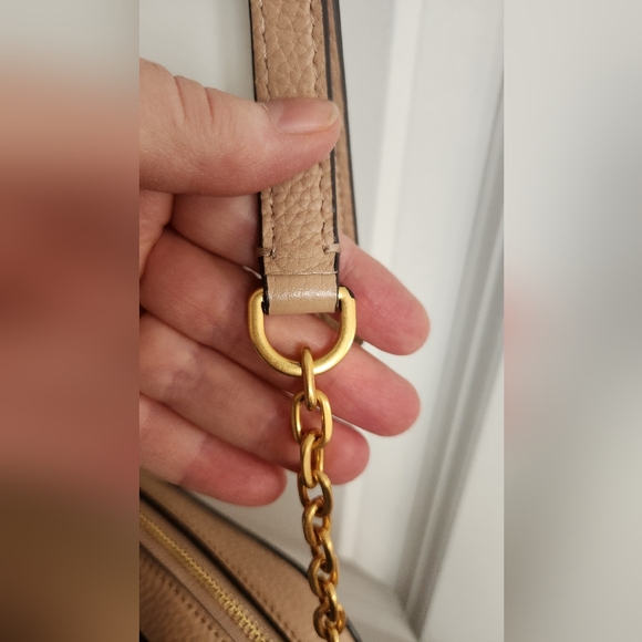 Tory Burch Beige Leather Crossbody Bag with Tassel - Picture 7 of 12